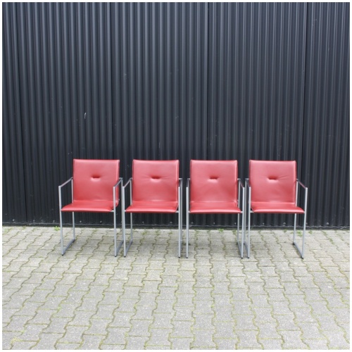 4 x Arco Frame stoel rood leer (set)